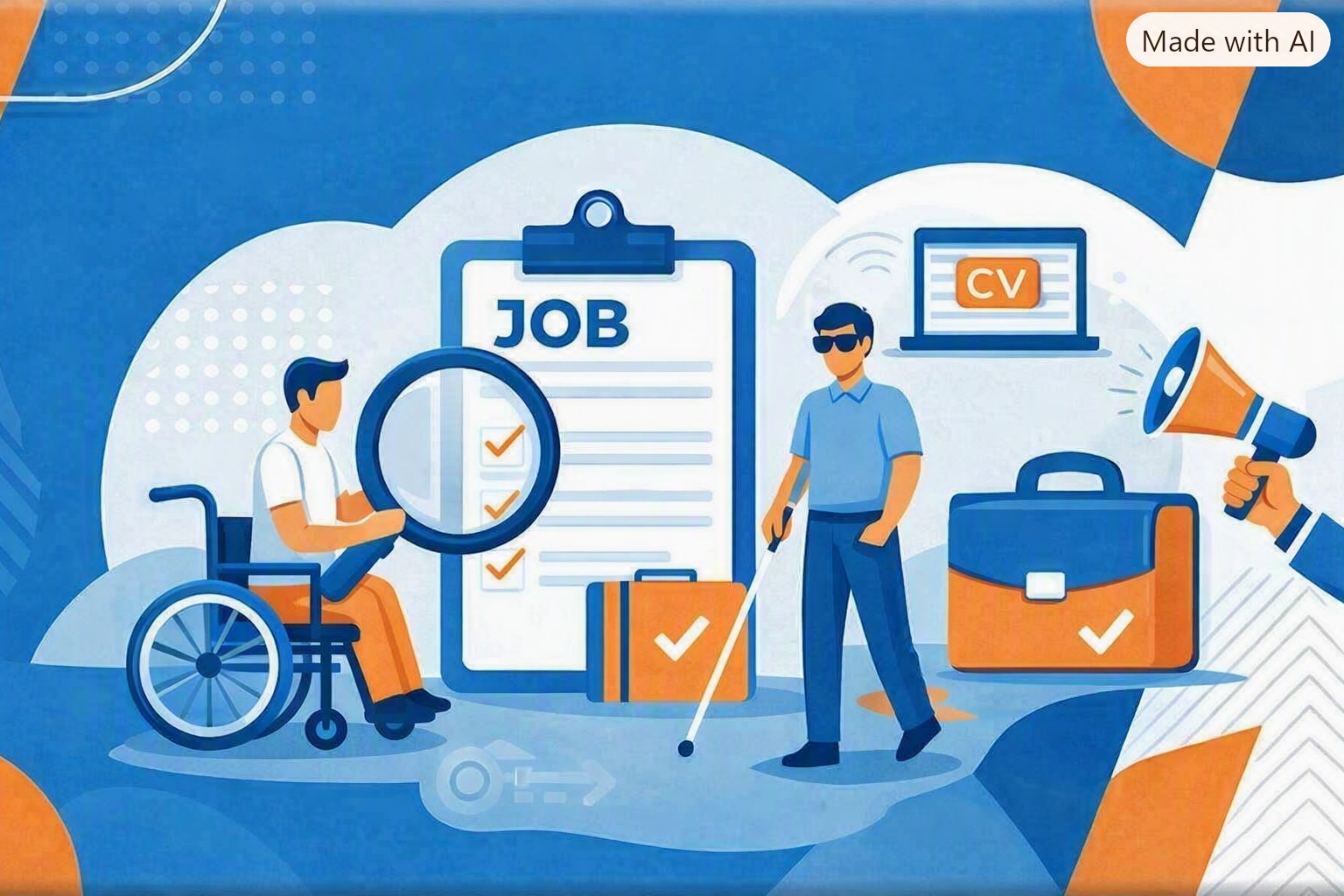 grupo de personas con discapacidad buscando trabajo